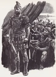 Brutus, nach der Niederlage in der Schlacht von Philippi und verzweifelt über die Flucht, nahm er sich das Leben